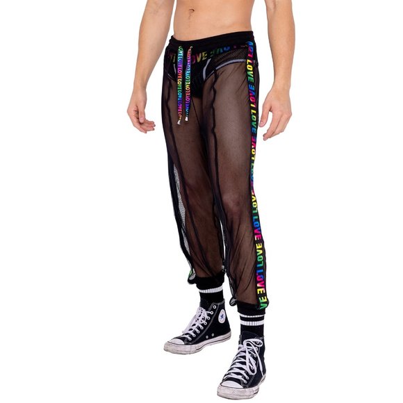 RC6150 Pants Rainbow Pride Love Print Sheer Joggers Poshmark